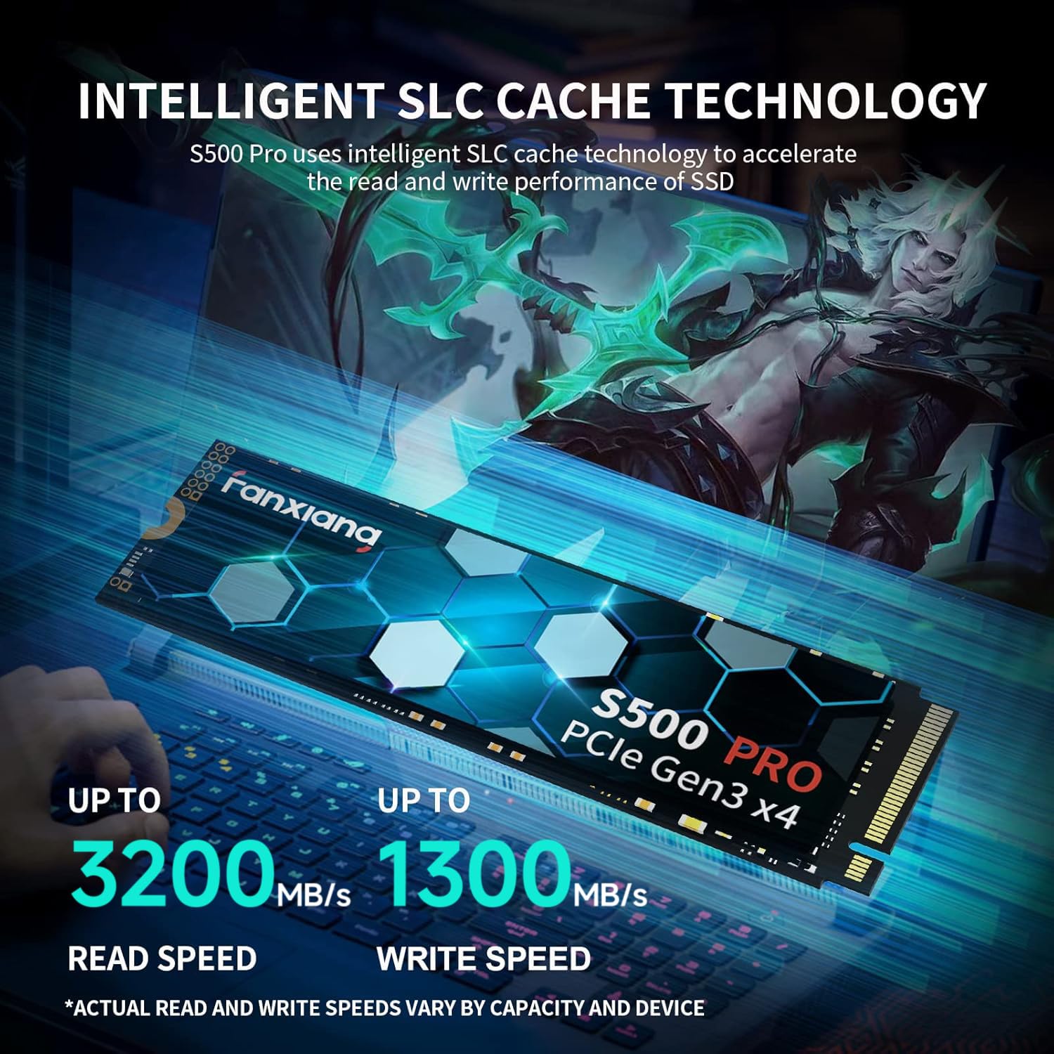 SSD fanxiang NVMe S500 Pro, 512 GB, até 3.200 MB/s, M.2 PCIe